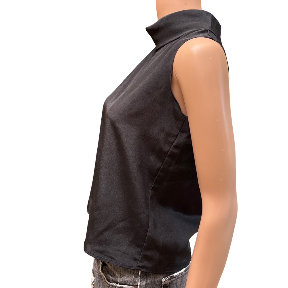 E.Z Town Chic Black Mock Neck Sleeveless Tank Top Small (3 for $12 item) - Picture 2 of 6